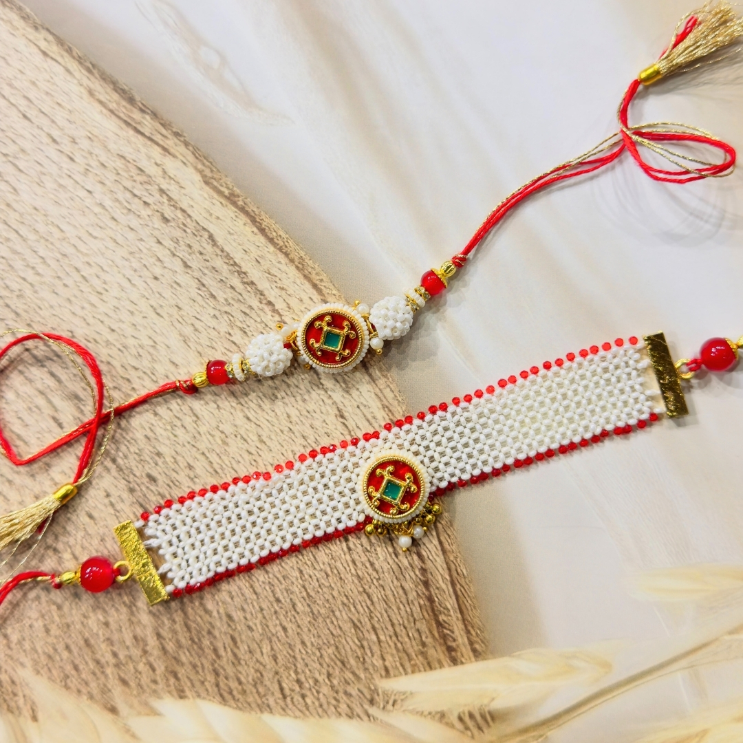 103 Pearl Grace Bhaiya Bhabhi Rakhi Set - Image 1