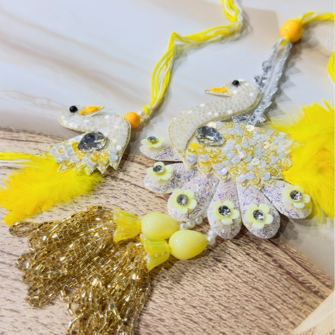 131 Swan Elegance Bhaiya Bhabhi Rakhi Set - Image 1