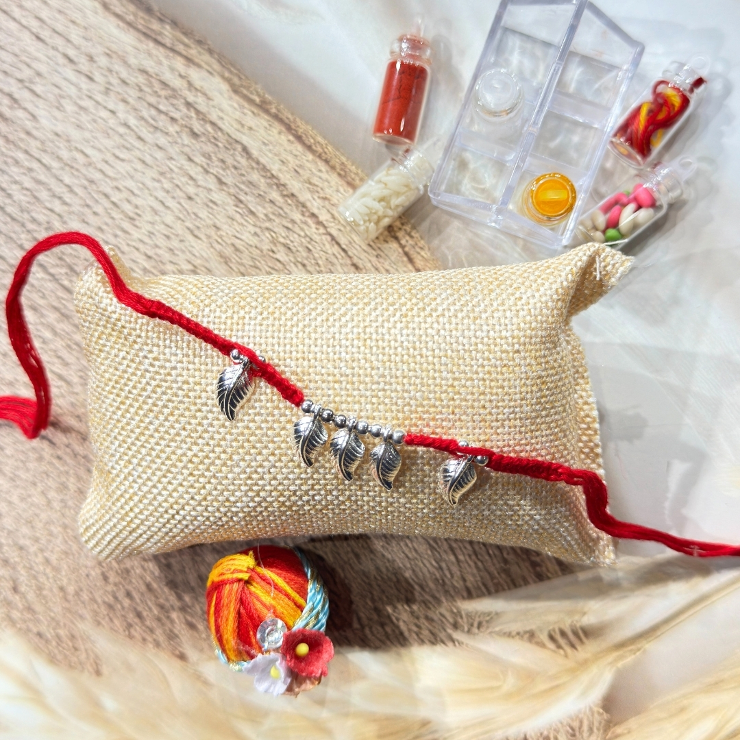 42 Silver Leaf Rakhi Hamper Set - Image 1