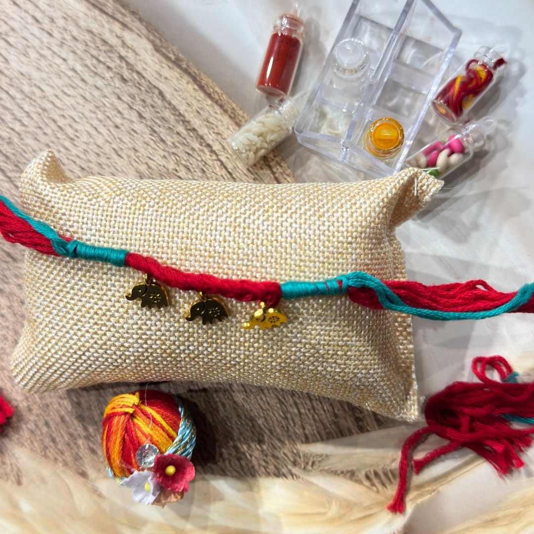 46 Elephant Charm Rakhi Hamper Set - Image 1