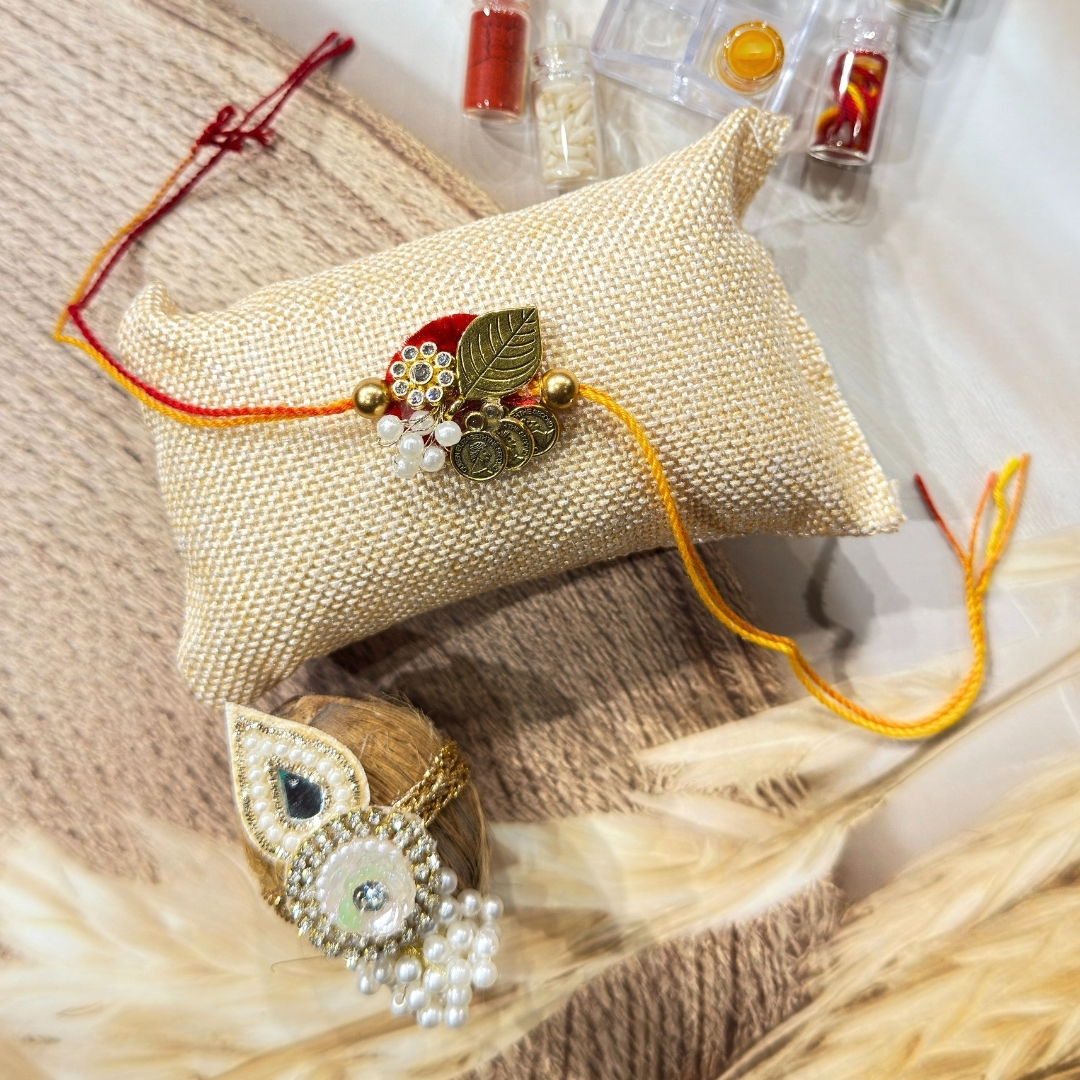 77 Prosperity Leaf Rakhi Hamper Set - Image 1