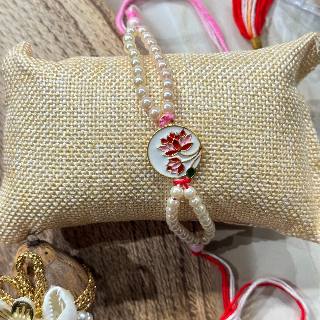 86 Pearl Lotus Rakhi Hamper Set - Image 1