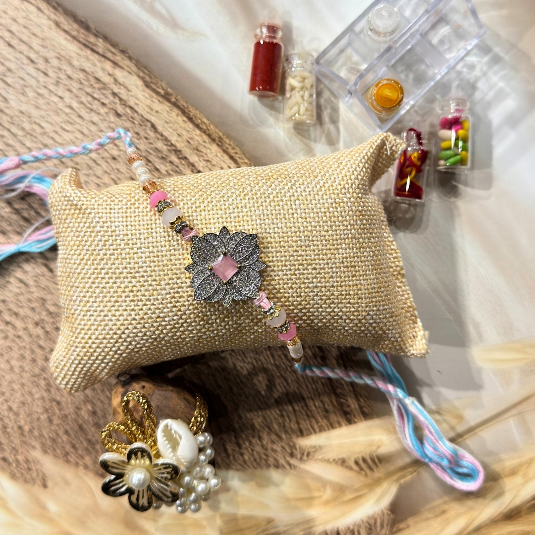 95 Blush Bloom Ad Rakhi Hamper Set - Image 1